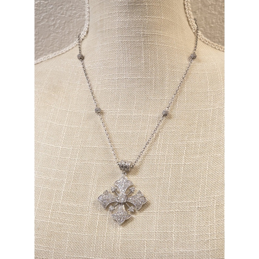 Joseph Esposito ESPO Sterling Silver CZ Cross Magnetic Enhancer Pendant Necklace
